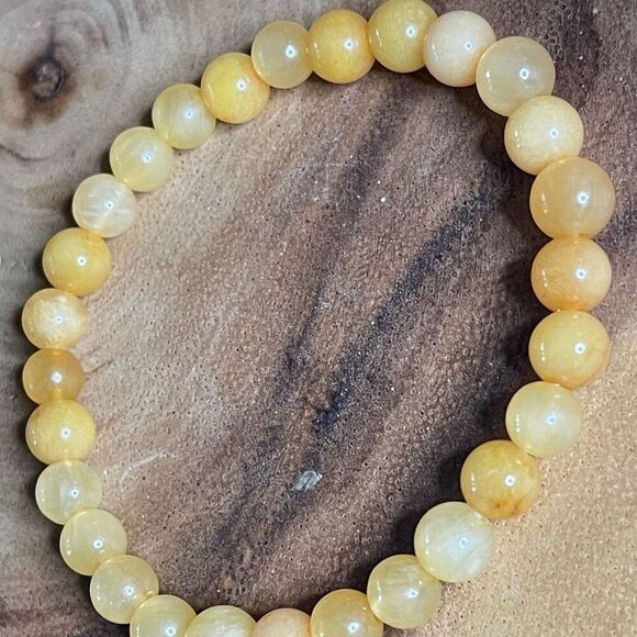 Honey Calcite yellow 6mm stretch bracelet beaded one bracelet 6.75” stretch crys - Picture 5 of 8